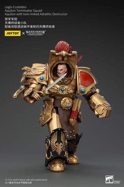 Warhammer the Horus Heresy Action Figuur 1/18 Legio Custodes Aquilon Terminator Squad Aquilon met dubbele gekoppelde Adrathische destructor 14 cm