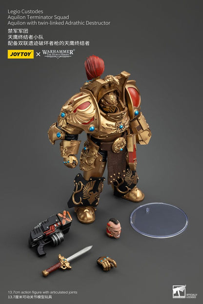Warhammer the Horus Heresy Action Figuur 1/18 Legio Custodes Aquilon Terminator Squad Aquilon met dubbele gekoppelde Adrathische destructor 14 cm