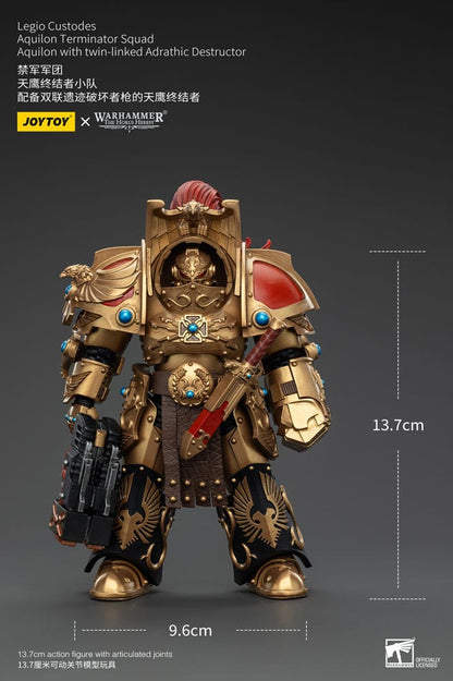 Warhammer the Horus Heresy Action Figuur 1/18 Legio Custodes Aquilon Terminator Squad Aquilon met dubbele gekoppelde Adrathische destructor 14 cm