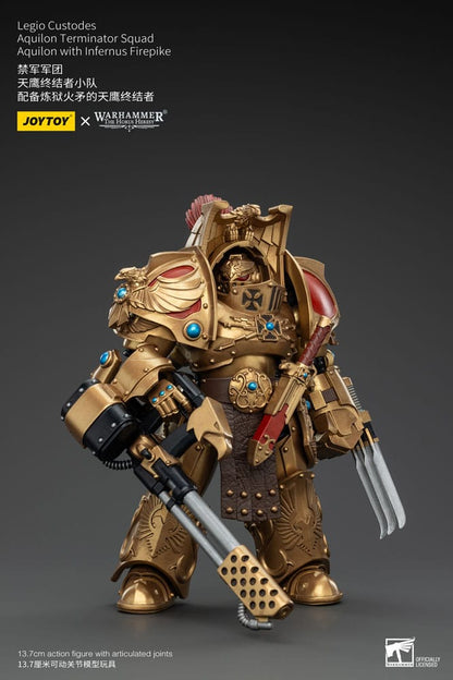 Warhammer the Horus Heresy Action Figuur 1/18 Legio Custodes Aquilon Terminator Squad Aquilon met Infernus Firepike 14 cm