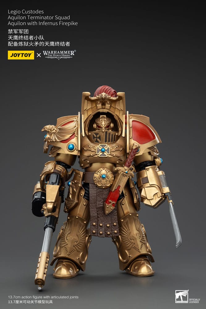 Warhammer the Horus Heresy Action Figuur 1/18 Legio Custodes Aquilon Terminator Squad Aquilon met Infernus Firepike 14 cm