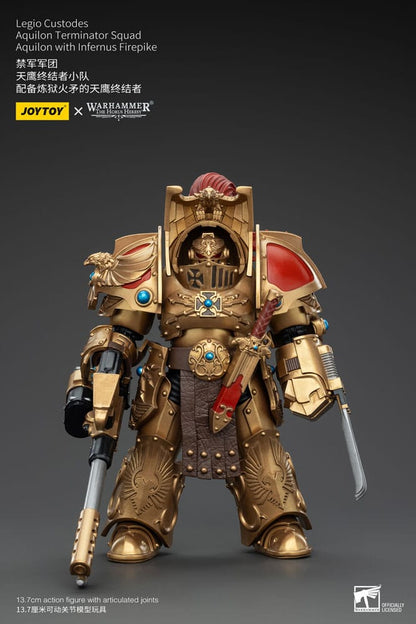 Warhammer the Horus Heresy Action Figuur 1/18 Legio Custodes Aquilon Terminator Squad Aquilon met Infernus Firepike 14 cm