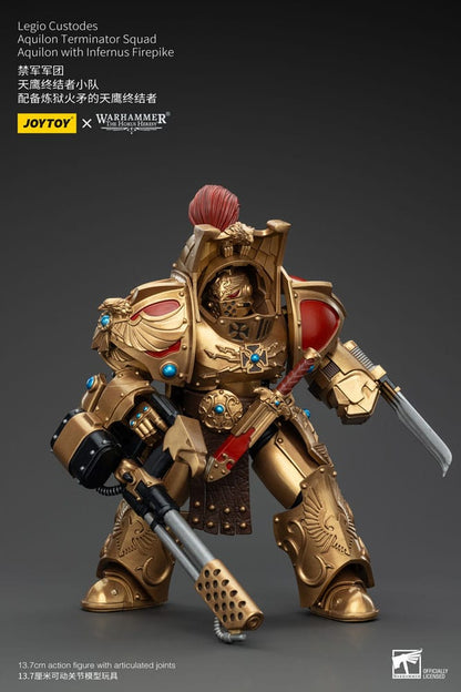 Warhammer the Horus Heresy Action Figuur 1/18 Legio Custodes Aquilon Terminator Squad Aquilon met Infernus Firepike 14 cm