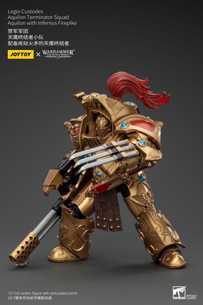 Warhammer the Horus Heresy Action Figuur 1/18 Legio Custodes Aquilon Terminator Squad Aquilon met Infernus Firepike 14 cm