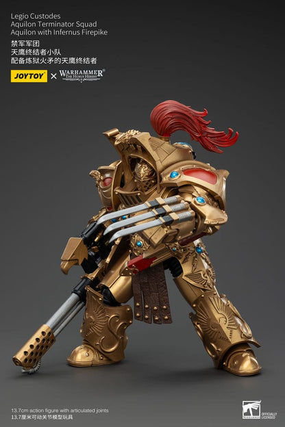 Warhammer the Horus Heresy Action Figuur 1/18 Legio Custodes Aquilon Terminator Squad Aquilon met Infernus Firepike 14 cm