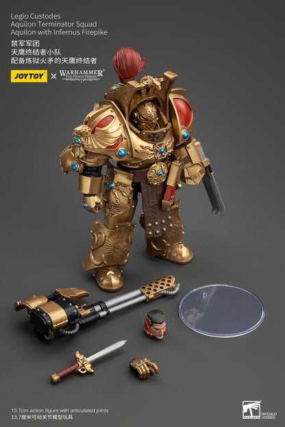 Warhammer the Horus Heresy Action Figuur 1/18 Legio Custodes Aquilon Terminator Squad Aquilon met Infernus Firepike 14 cm