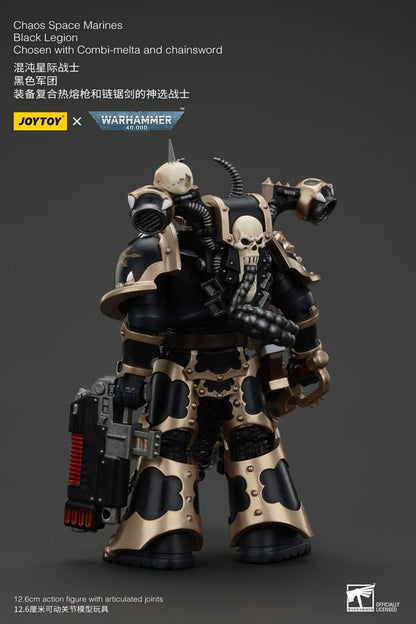 Warhammer 40K ActionFigur Chaos Space Marines Zwart legioen gekozen met combi-melta en kettingzwaard 20 cm