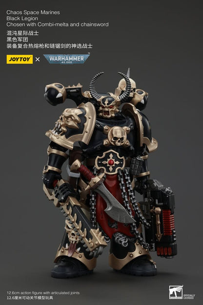Warhammer 40K ActionFigur Chaos Space Marines Zwart legioen gekozen met combi-melta en kettingzwaard 20 cm