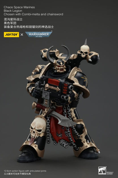 Warhammer 40K ActionFigur Chaos Space Marines Zwart legioen gekozen met combi-melta en kettingzwaard 20 cm