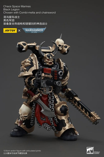 Warhammer 40K ActionFigur Chaos Space Marines Zwart legioen gekozen met combi-melta en kettingzwaard 20 cm