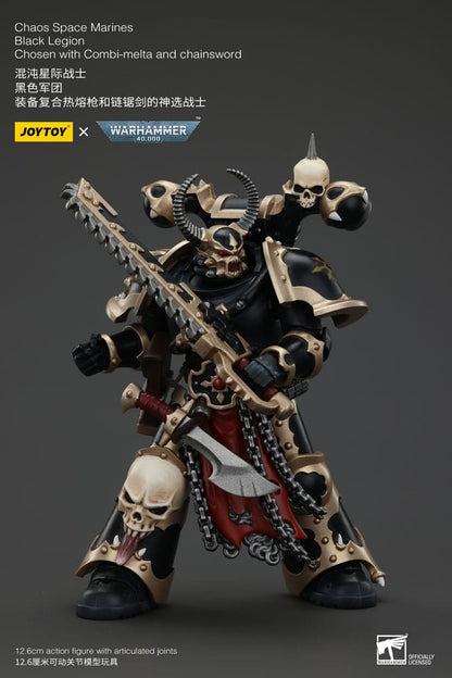 Warhammer 40K ActionFigur Chaos Space Marines Zwart legioen gekozen met combi-melta en kettingzwaard 20 cm