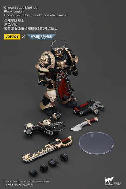 Warhammer 40K ActionFigur Chaos Space Marines Zwart legioen gekozen met combi-melta en kettingzwaard 20 cm