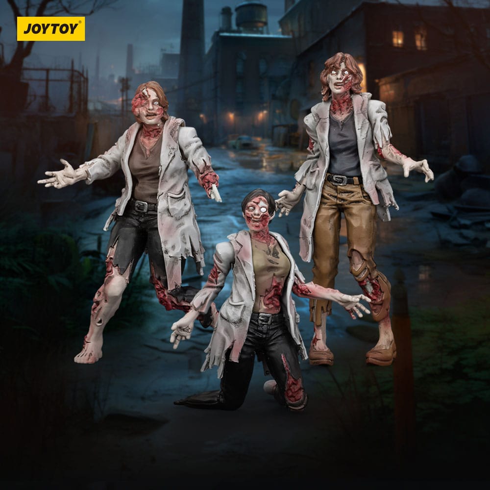 Zombie Dark Source-actiefiguren 3-pack Wetenschappers (vrouwelijk) 8 cm