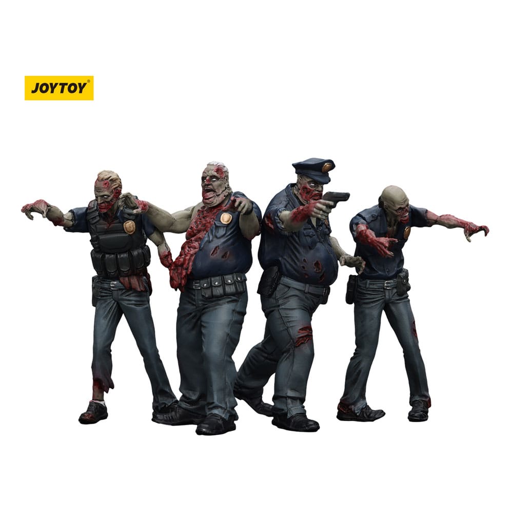 Zombie Dark Source-actiefiguren 4-pack Politie (mannelijk) 8 cm