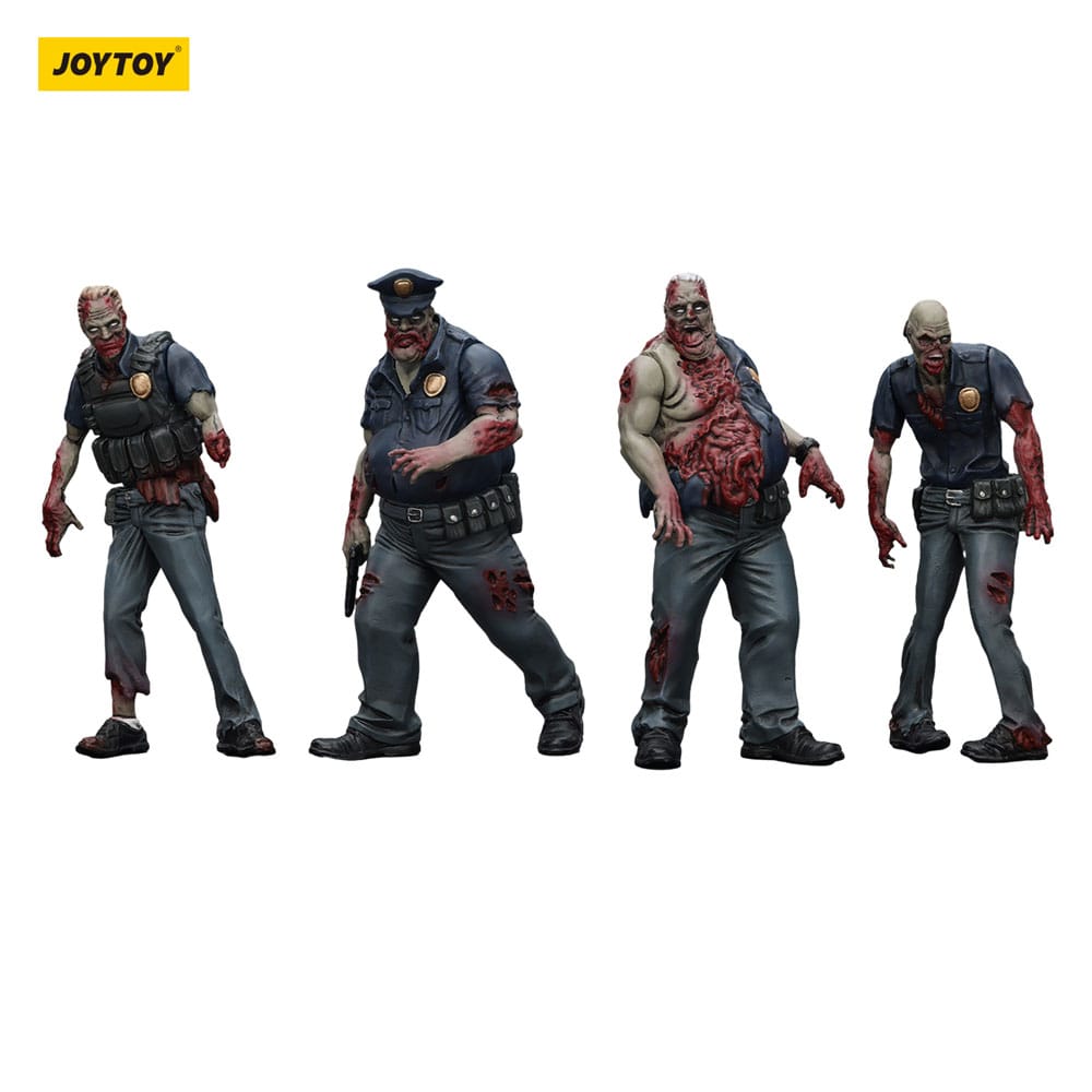 Zombie Dark Source-actiefiguren 4-pack Politie (mannelijk) 8 cm