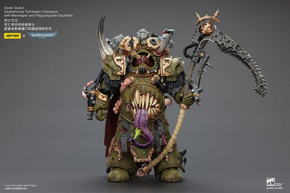 Warhammer 40k actiefiguur 1/18 Death Guard Deathshroud Terminator Champion met Manreaper en Plaguespurter handschoenen 14 cm