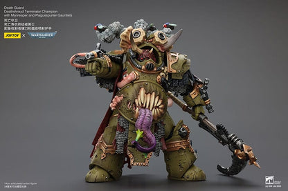 Warhammer 40k actiefiguur 1/18 Death Guard Deathshroud Terminator Champion met Manreaper en Plaguespurter handschoenen 14 cm