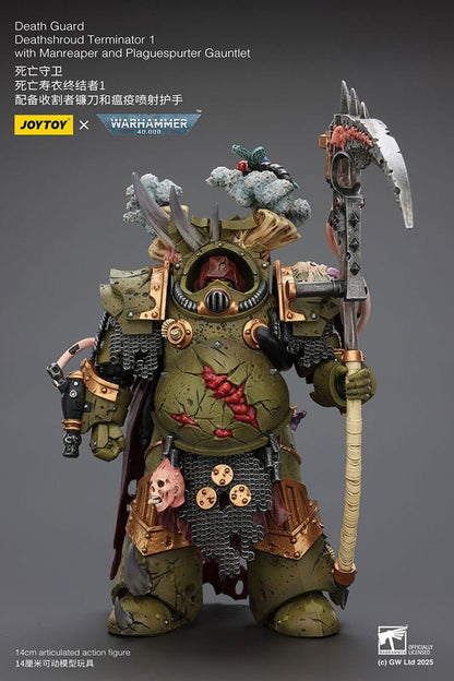 Warhammer 40k Action Figure 1/18 Death Guard Deathshroud Terminator 1 met Manreaper en Plaguespurter handschoen 14 cm