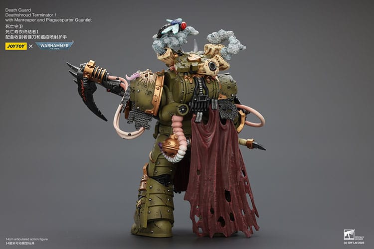 Warhammer 40k Action Figure 1/18 Death Guard Deathshroud Terminator 1 met Manreaper en Plaguespurter handschoen 14 cm