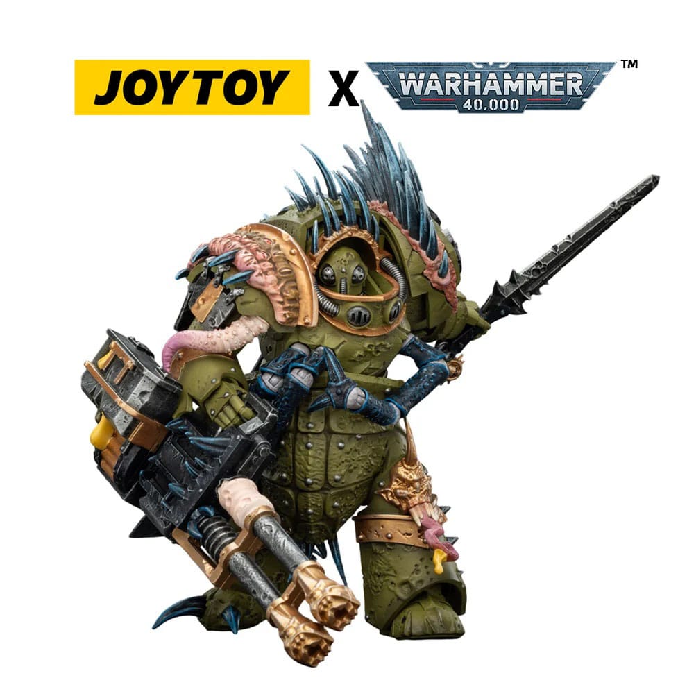 Warhammer 40.000 actiefiguur Death Guard Blightlord Terminator 1 met Reaper Autocannon en Bubotic Blades 14 cm