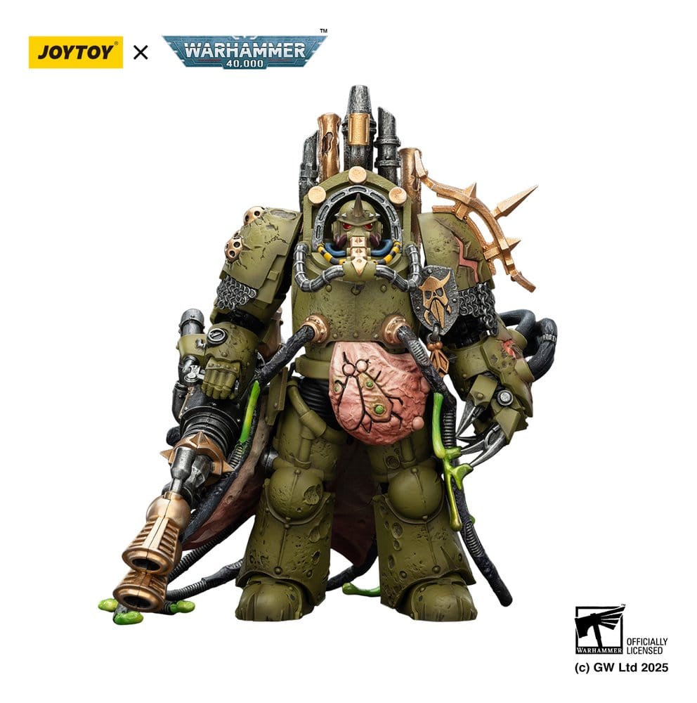 Warhammer 40.000 actiefiguur Death Guard Lord of Virulence met Power Fist en Twin Plague Spewer 14 cm