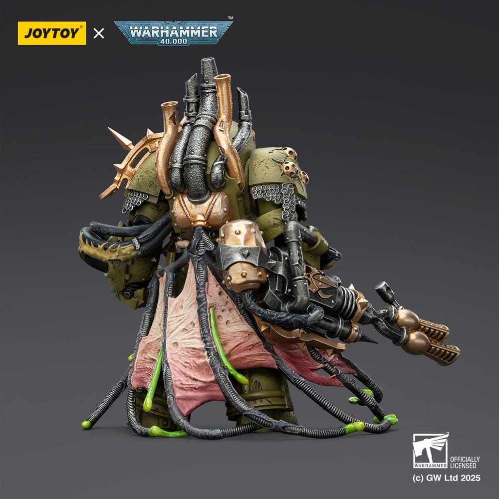 Warhammer 40.000 actiefiguur Death Guard Lord of Virulence met Power Fist en Twin Plague Spewer 14 cm