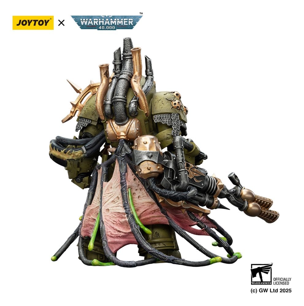 Warhammer 40.000 actiefiguur Death Guard Lord of Virulence met Power Fist en Twin Plague Spewer 14 cm