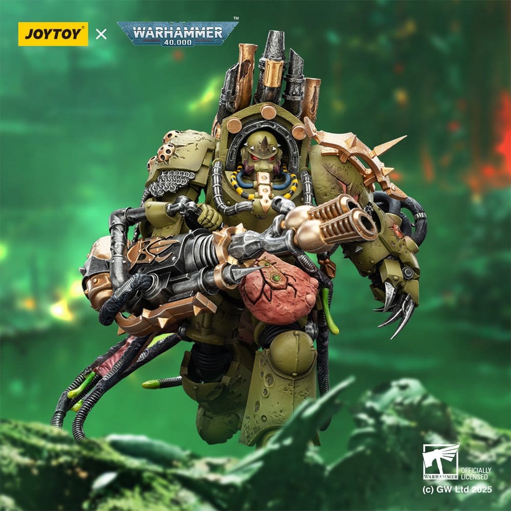 Warhammer 40.000 actiefiguur Death Guard Lord of Virulence met Power Fist en Twin Plague Spewer 14 cm