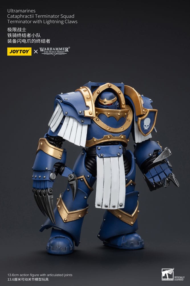 Warhammer the Horus Heresy -actie Figuur 1/18 Ultramarines Cataphractii Terminator Squad Terminator met bliksemklauwen 14 cm