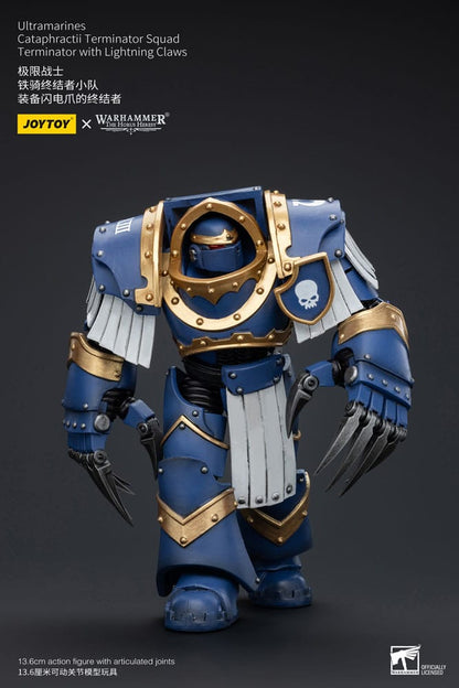 Warhammer the Horus Heresy -actie Figuur 1/18 Ultramarines Cataphractii Terminator Squad Terminator met bliksemklauwen 14 cm