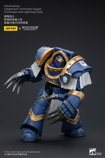 Warhammer the Horus Heresy -actie Figuur 1/18 Ultramarines Cataphractii Terminator Squad Terminator met bliksemklauwen 14 cm