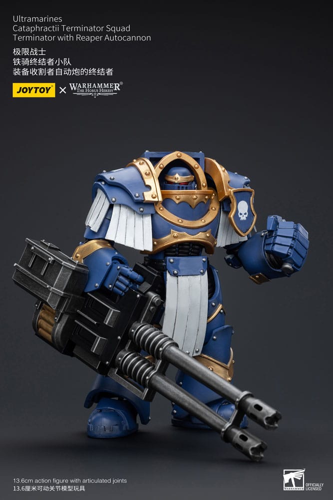 Warhammer the Horus Heresy -actie Figuur 1/18 Uitramarines Cataphractii Terminator Squad Terminator met Reaper Autocannon 14 cm
