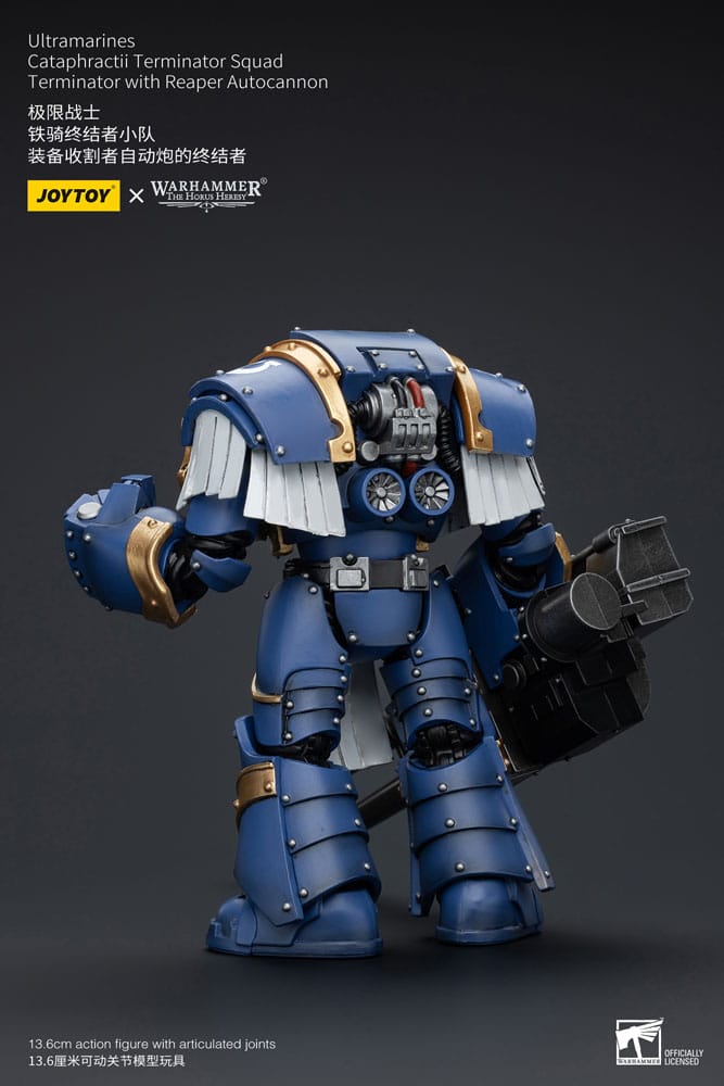 Warhammer the Horus Heresy -actie Figuur 1/18 Uitramarines Cataphractii Terminator Squad Terminator met Reaper Autocannon 14 cm