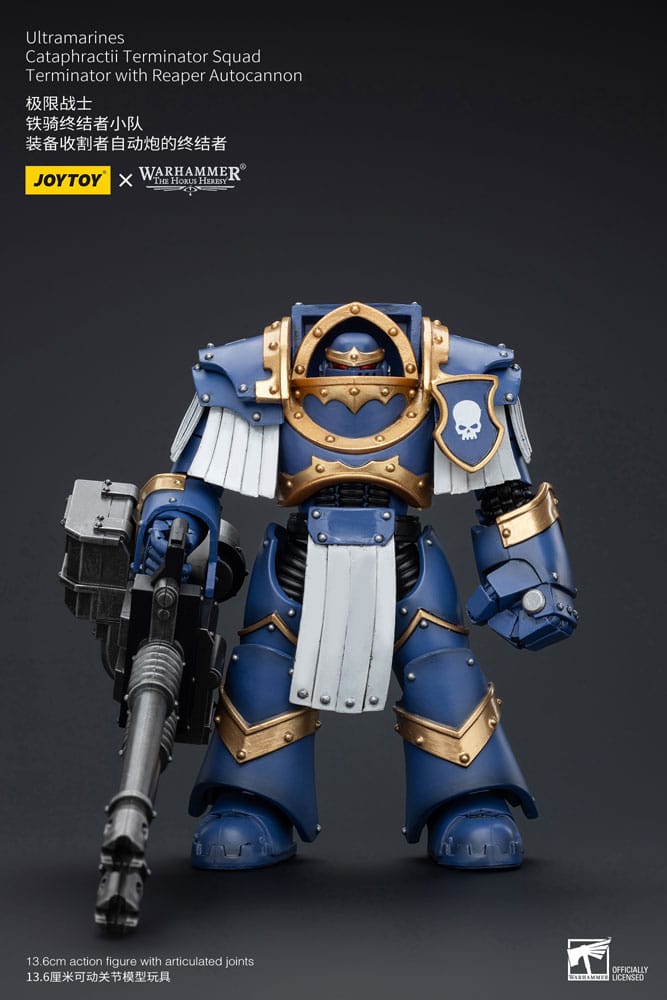 Warhammer the Horus Heresy -actie Figuur 1/18 Uitramarines Cataphractii Terminator Squad Terminator met Reaper Autocannon 14 cm