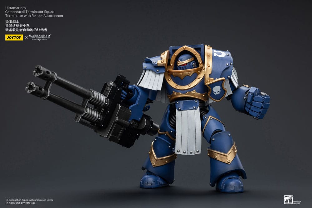 Warhammer the Horus Heresy -actie Figuur 1/18 Uitramarines Cataphractii Terminator Squad Terminator met Reaper Autocannon 14 cm