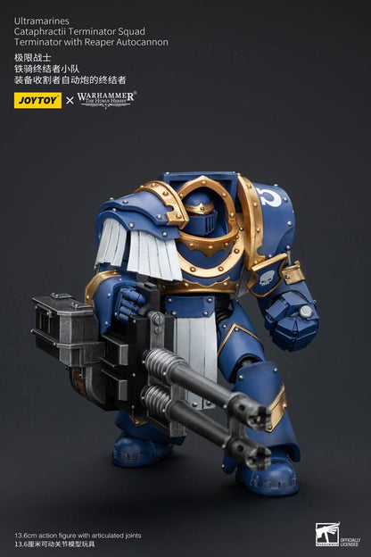 Warhammer the Horus Heresy -actie Figuur 1/18 Uitramarines Cataphractii Terminator Squad Terminator met Reaper Autocannon 14 cm