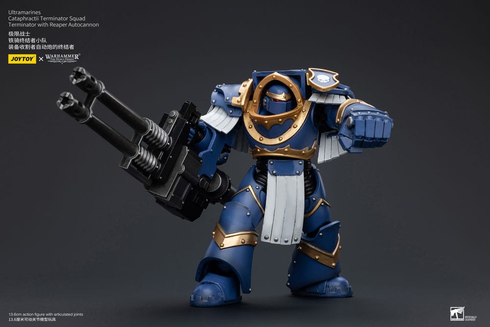 Warhammer the Horus Heresy -actie Figuur 1/18 Uitramarines Cataphractii Terminator Squad Terminator met Reaper Autocannon 14 cm