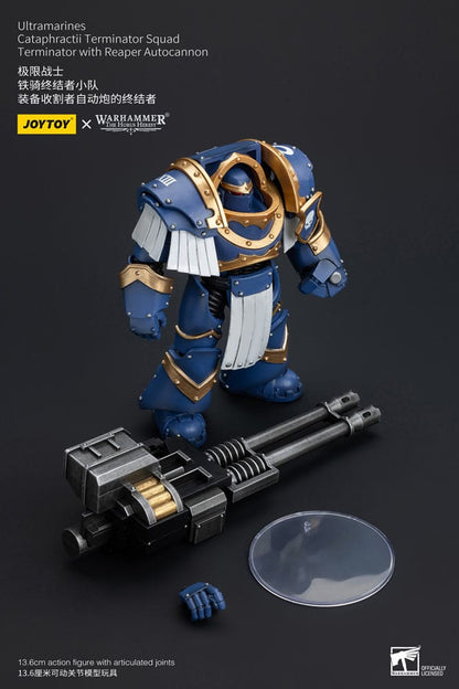 Warhammer the Horus Heresy -actie Figuur 1/18 Uitramarines Cataphractii Terminator Squad Terminator met Reaper Autocannon 14 cm