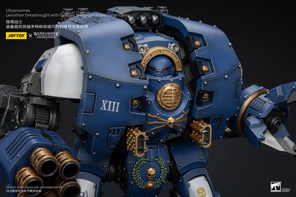 Warhammer the Horus Heresy actie Figuur 1/18 Ultramarines leviathan dreadnought met cyclonische melta lance en belegeringsklauwen 29 cm