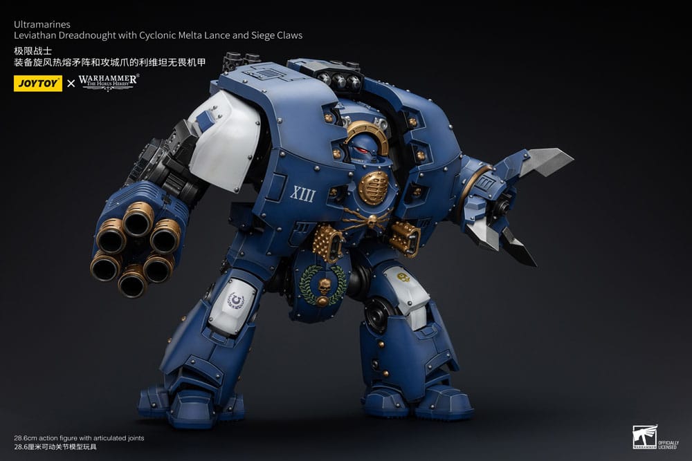 Warhammer the Horus Heresy actie Figuur 1/18 Ultramarines leviathan dreadnought met cyclonische melta lance en belegeringsklauwen 29 cm