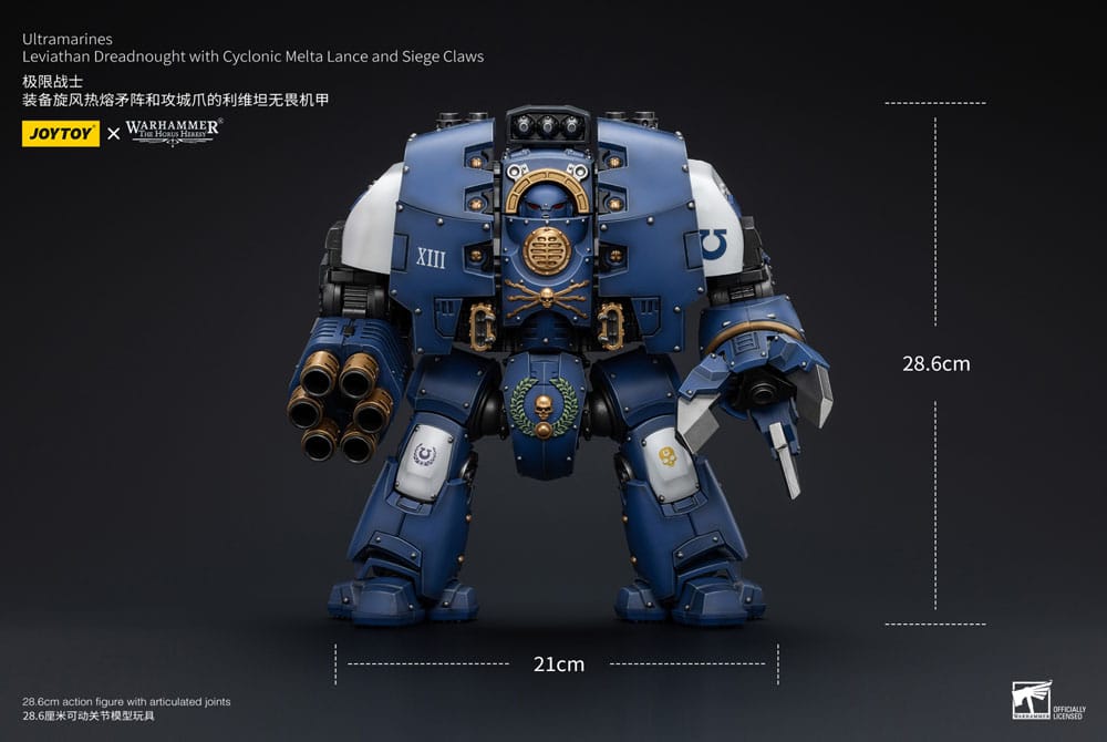 Warhammer the Horus Heresy actie Figuur 1/18 Ultramarines leviathan dreadnought met cyclonische melta lance en belegeringsklauwen 29 cm