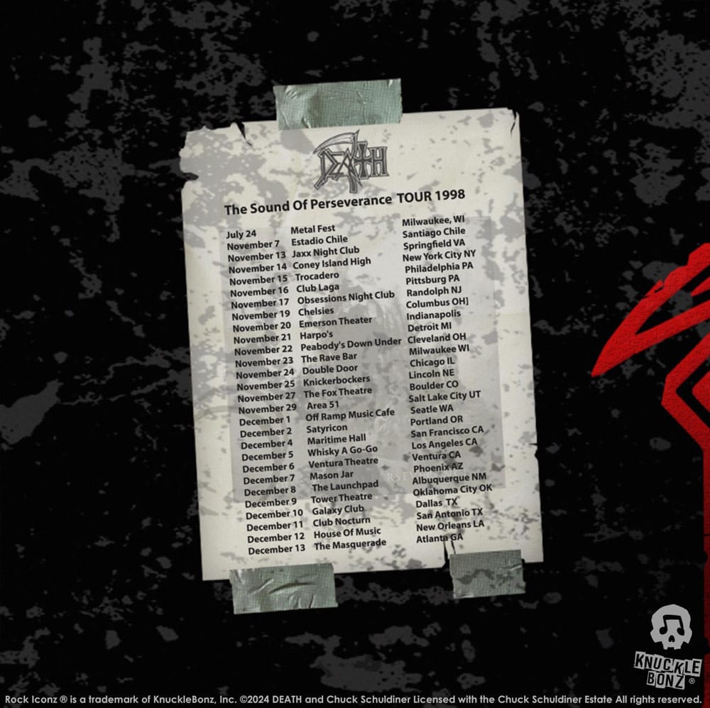 Death Rock Ikonz On Tour Road Case Standbeeld + podiumachtergrond Set The Sound of Perseverance Tour 1998