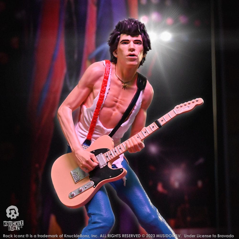 Het Rolling Stones Rock Iconz -standbeeld Keith Richards (Tattoo You Tour 1981) 22 cm