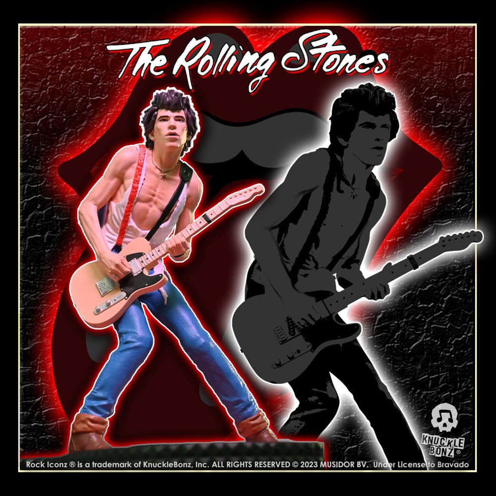 Het Rolling Stones Rock Iconz -standbeeld Keith Richards (Tattoo You Tour 1981) 22 cm