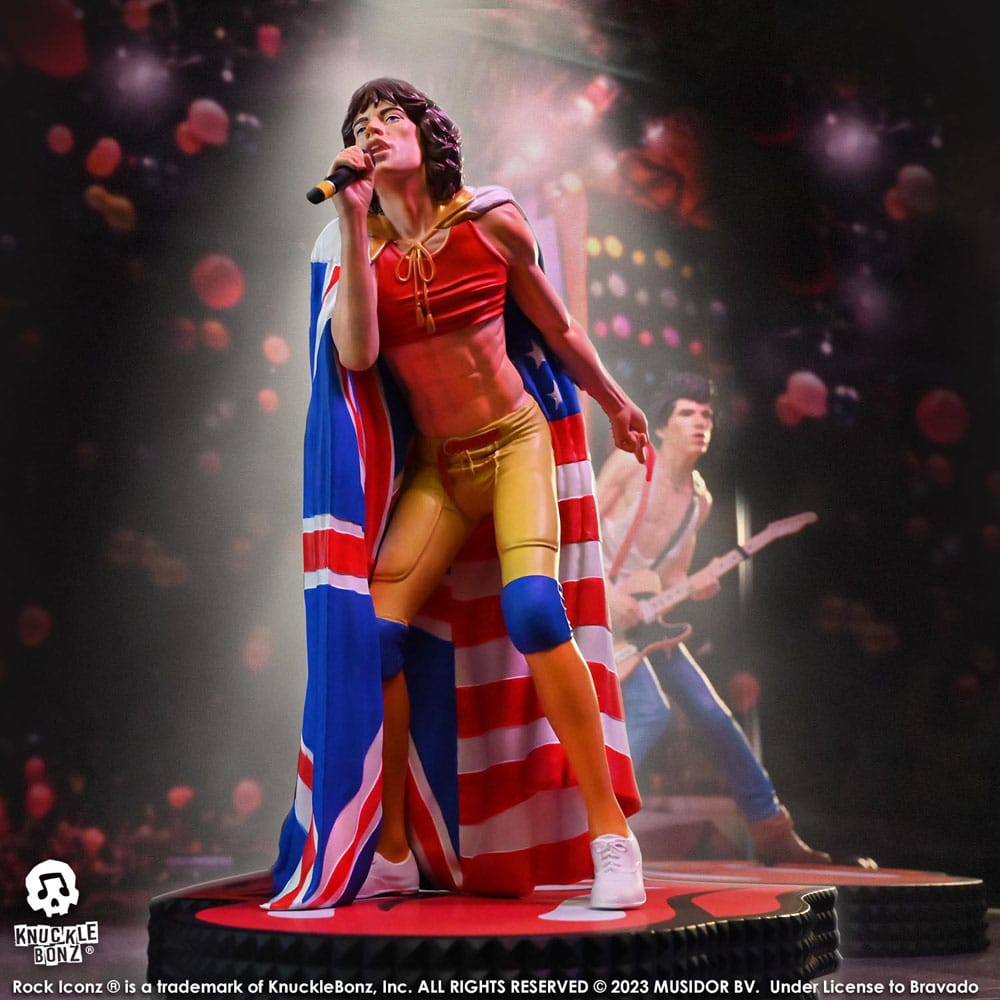 Het Rolling Stones Rock Iconz -standbeeld Mick Jagger (Tattoo You Tour 1981) 22 cm