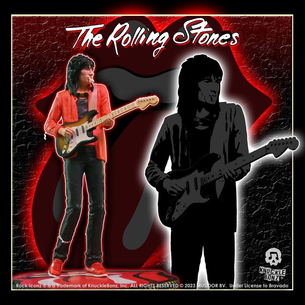 Het Rolling Stones Rock Iconz -standbeeld Ronnie Wood (Tattoo You Tour 1981) 22 cm