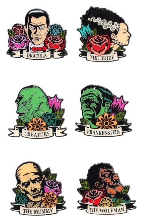 Universal Monsters Emaille Pins Bloemen Tattoo Mystery Blind Display (12)