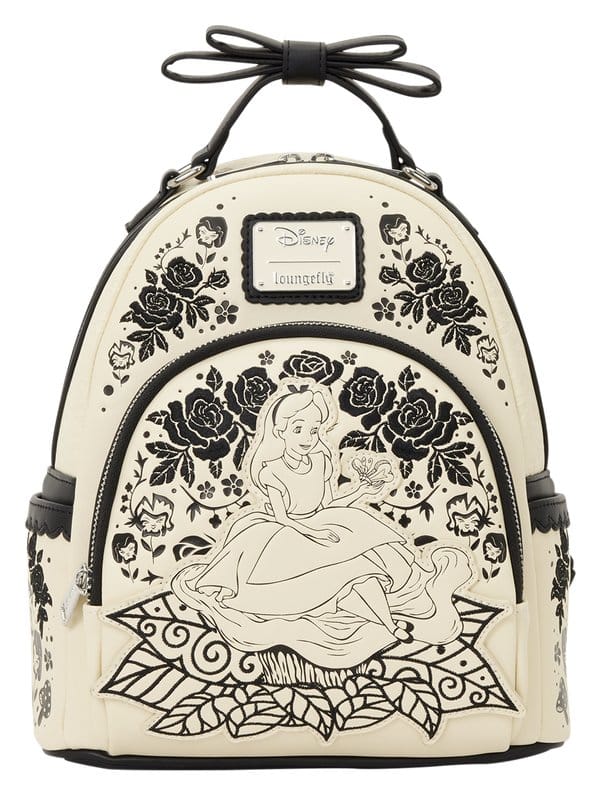 Alice in Wonderland geborduurde mini-rugzak met bloemen