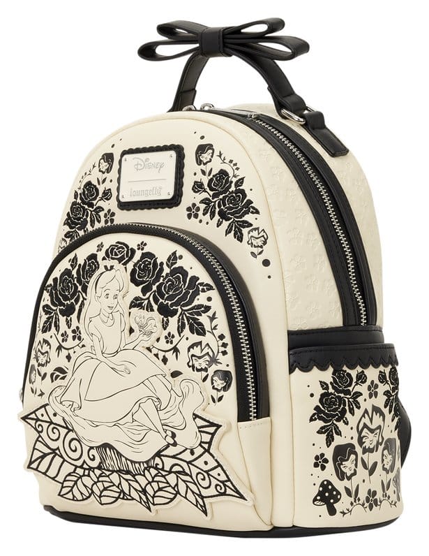 Alice in Wonderland geborduurde mini-rugzak met bloemen