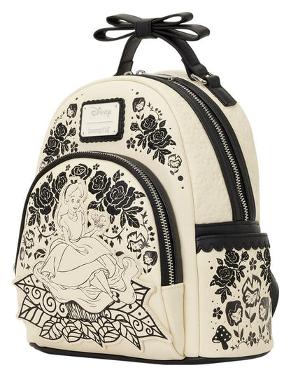 Alice in Wonderland geborduurde mini-rugzak met bloemen